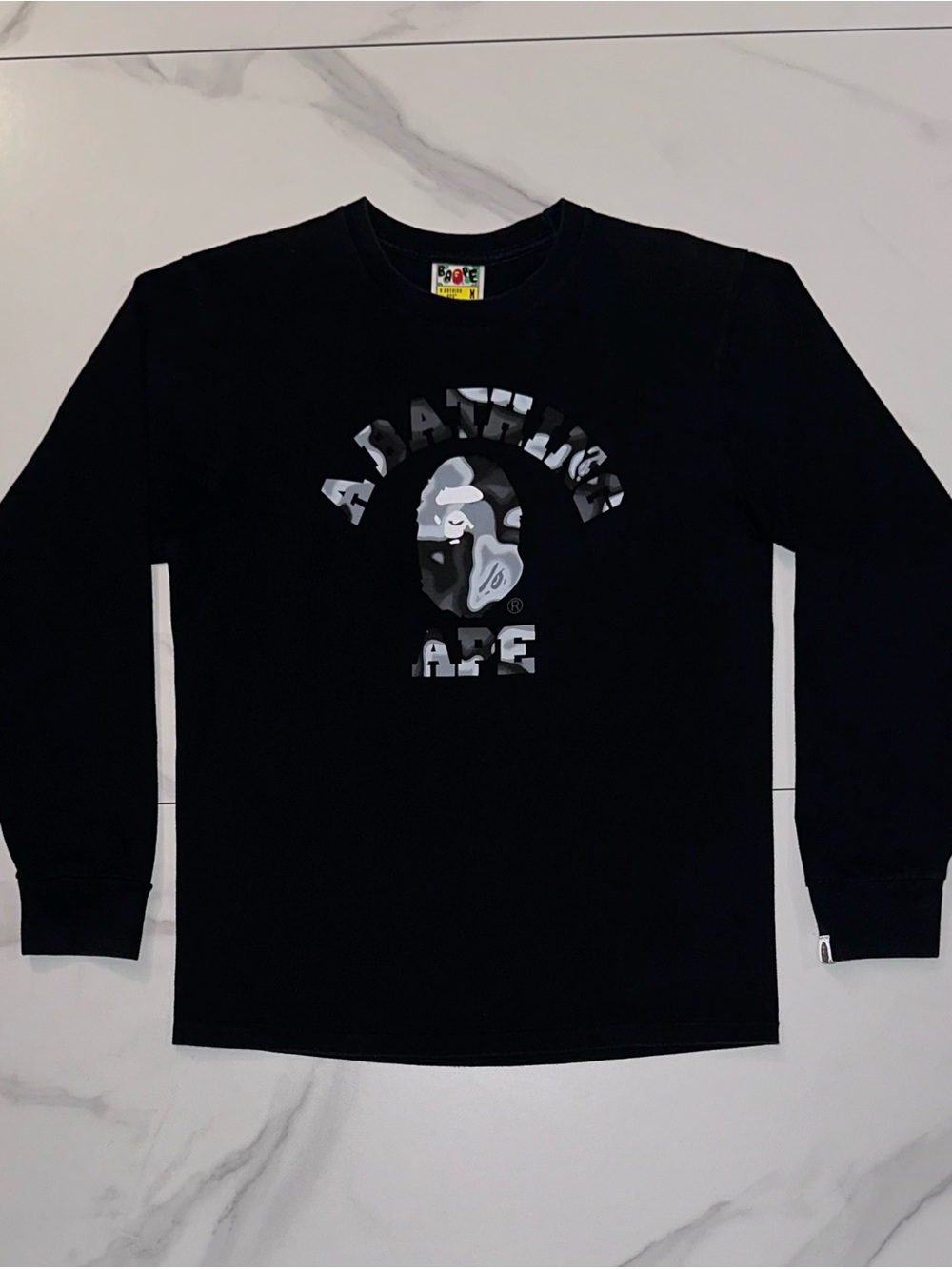 2024 BAPE Liquid Camo College L/S Tee Black Size Medium